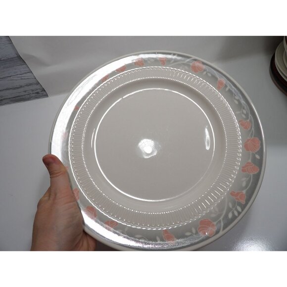 Syracuse China Maymont Dinner Plate Gray Pink Floral Vintage Collectible - Picture 4 of 6